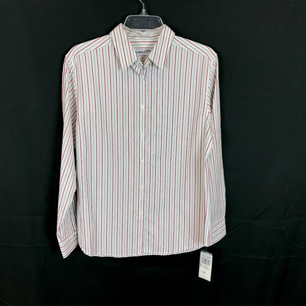 NWT Mens Size Medium Pendleton Pure Cotton Striped Button Front Dress Shirt